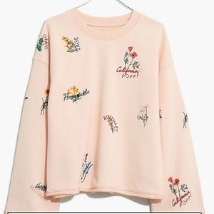 Botanical Embroidered Bell-Sleeve Sweatshirt